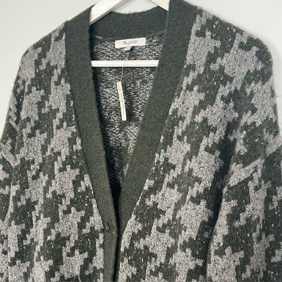 NWT Madewell Allston Button Cardigan Sweater Houndstooth Heather Pine Green - Picture 5 of 11